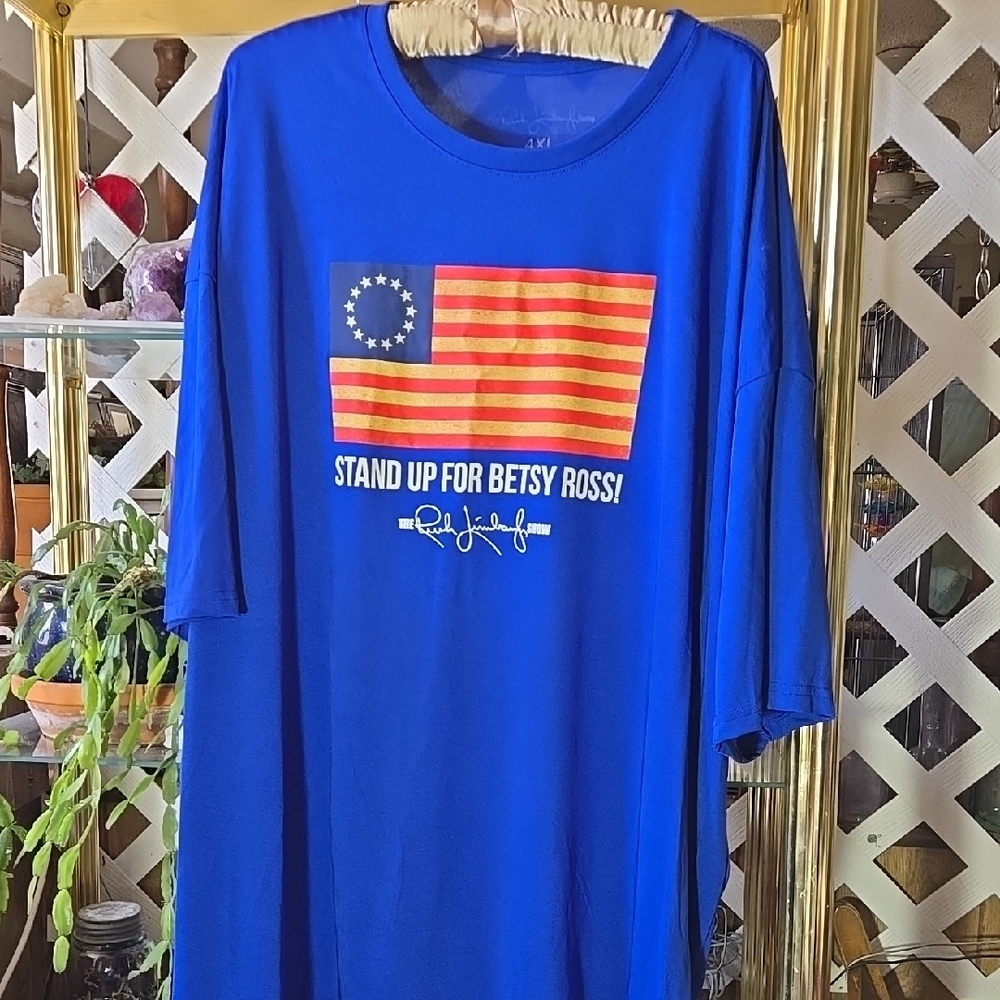 Blue Graphic T-Shirt with Flag Print Rush Limbaugh Size 4xl